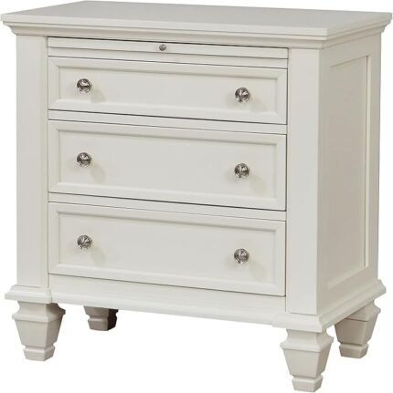 Sandy Beach Coastal Wood 3-Drawer Bedroom Nightstand