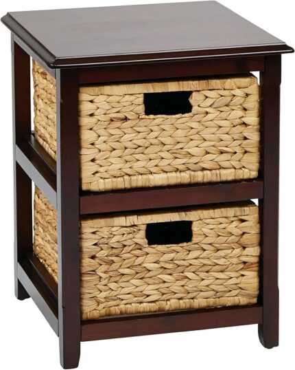 Seabrook Storage Tower with Solid Wood Frame and Natural Baskets